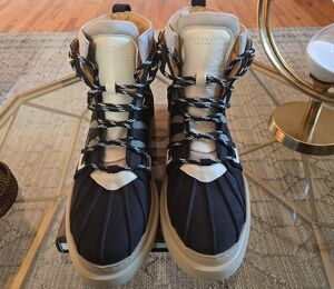 Buscemi Men's Black and Cream Lace-Up Boots